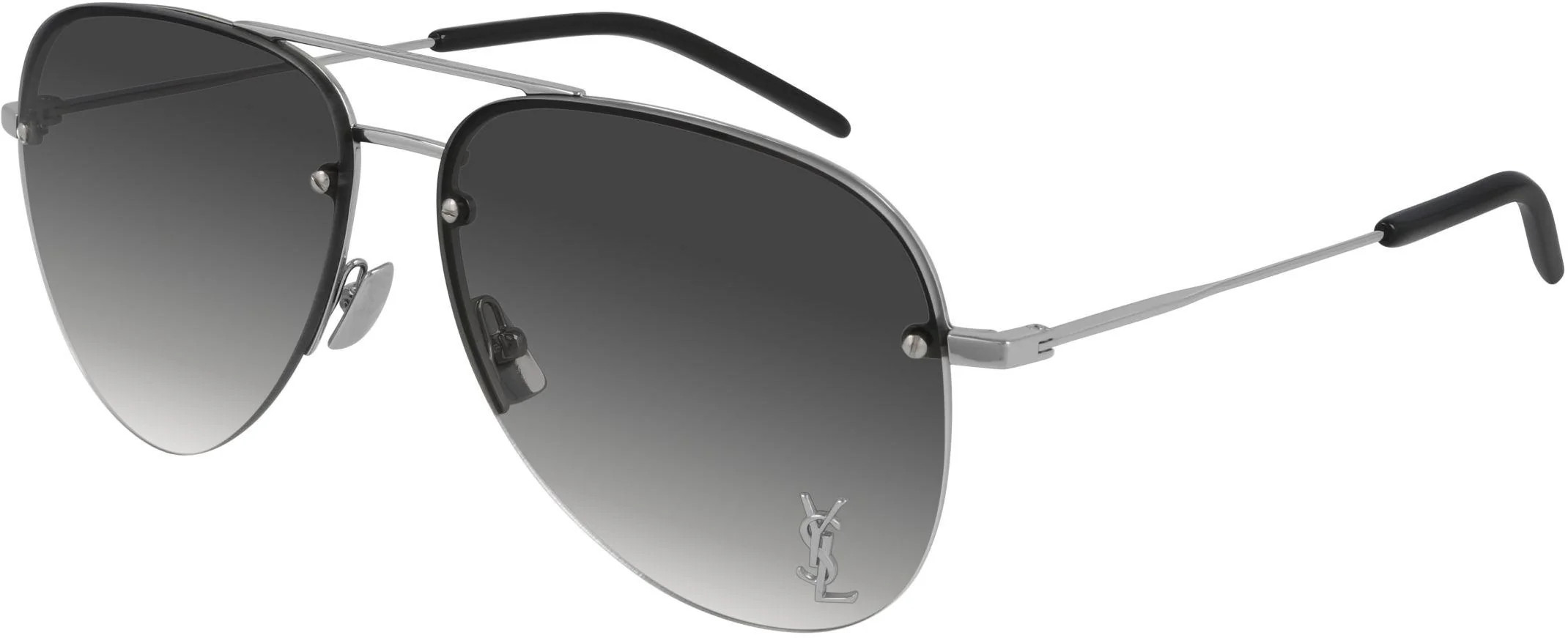 Saint Laurent Monogram CLASSIC 11 M Sunglasses 005 - Silver - Grey Unisex Pilot | Designer Optics