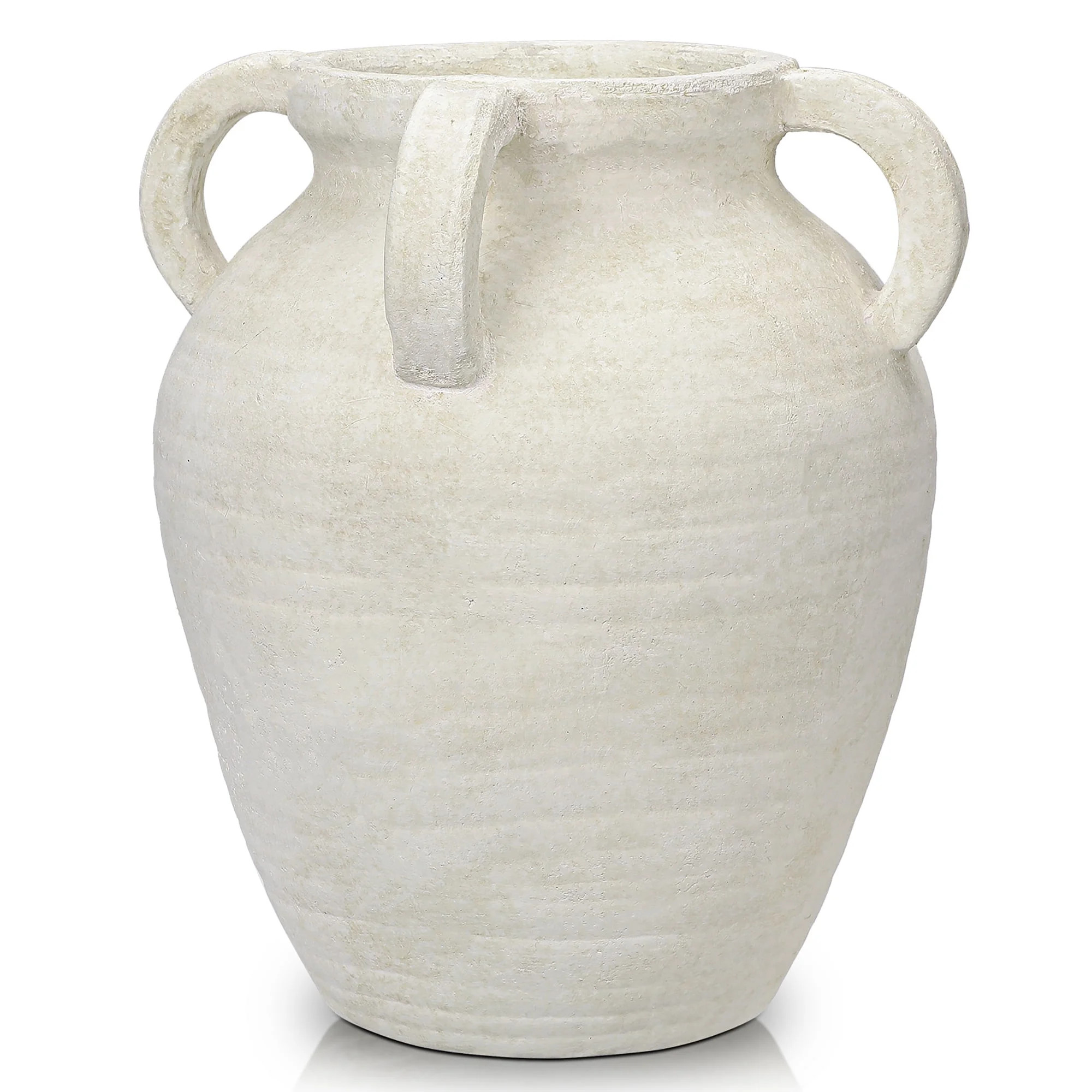 11.8" Handmade Terracotta Vase Vintage White Ceramic vase Rustic Stoneware Decorative with 4 Hand... | Walmart (US)