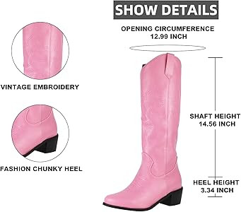Erocalli Cowboy Boots for Women Embroidered Pull-On Chunky Stacked Heel Cowgirl Knee High Western... | Amazon (US)