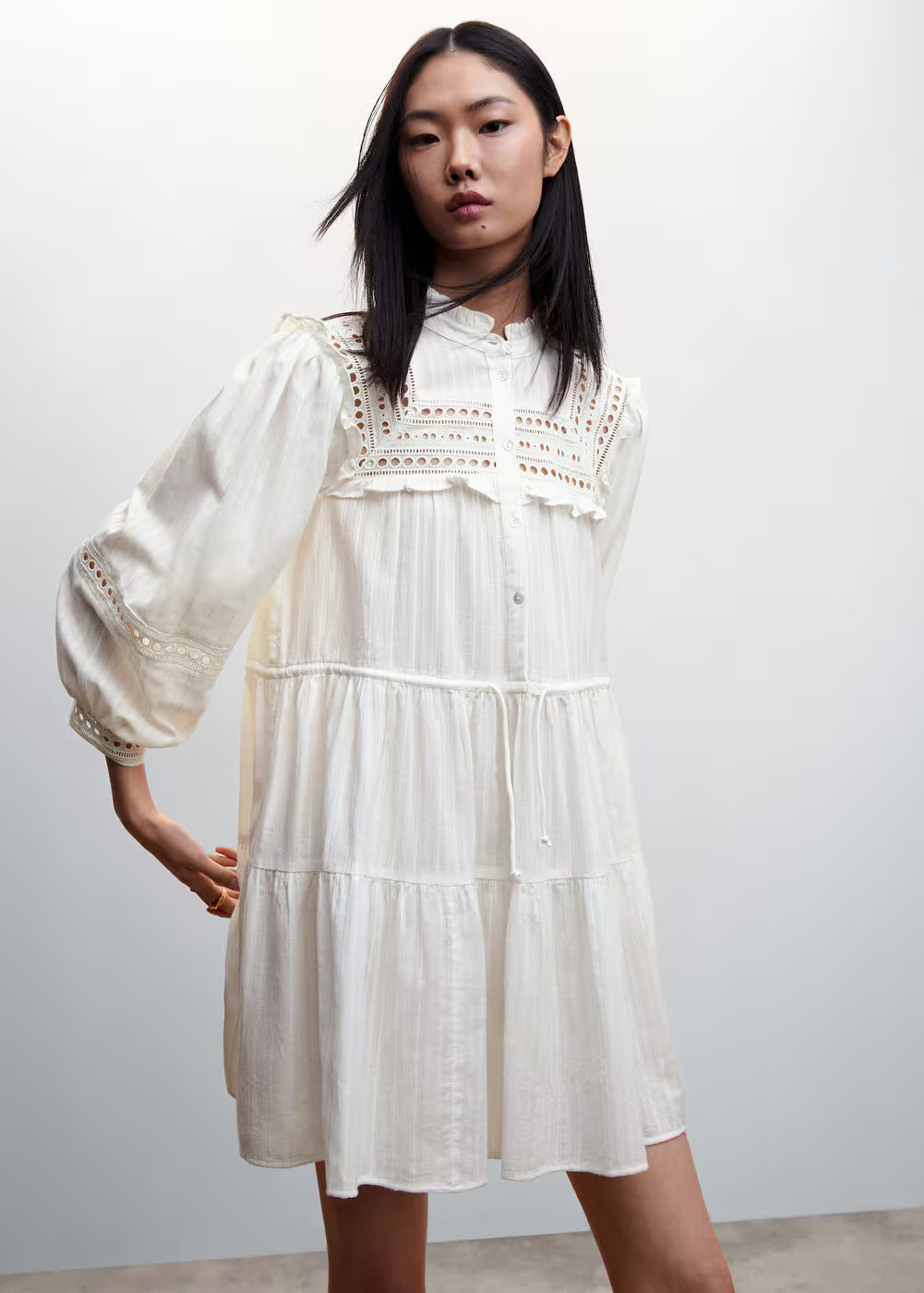 Laser-cut details dress -  Women | Mango USA | MANGO (US)