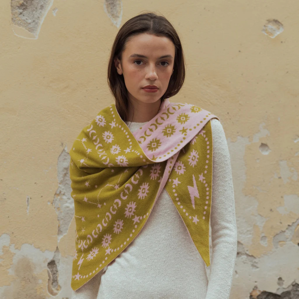 Nebula Triangle Scarf Moss / Bubblegum / O/S | The Freya Brand