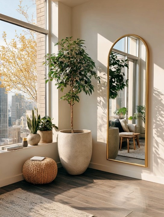 The Easiest Way to Elevate an Empty Corner

A gold-framed full-length mirror paired with an oversized planter — that’s the formula.

This simple combination instantly transforms a blank space into something intentional, elegant, and light-filled.

Why it works:
• The tall mirror reflects natural light and makes the room feel bigger
• The curved gold frame adds warmth and softness
• The oversized planter grounds the space with organic energy
• A real or faux tree brings height and movement

Real plant? Beautiful and alive.
Faux plant? Effortless and maintenance-free.
We’ve curated options for both — you choose what fits your lifestyle.

This look works in:
– Entryways
– Bedrooms
– Living rooms
– Dressing areas
– Any empty corner that feels unfinished

Sometimes you don’t need a full redesign.
You just need the right two pieces. 

 #LTKHome