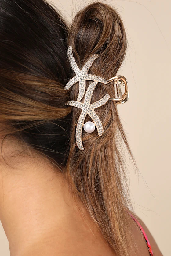 Shelley Gold Rhinestone Starfish Claw Hair Clip | Lulus
