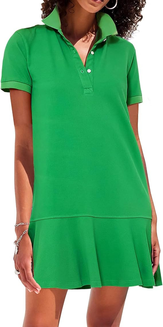 YEXPINE Polo Dress for Women Short Sleeve Ruffle Hem Golf Tennis Summer Mini Dresses | Amazon (US)