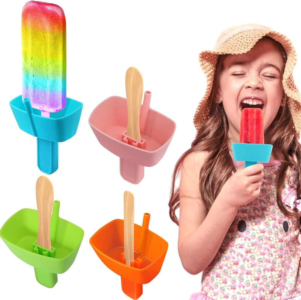 AIERSA 4PCS Silicone Popsicle Holders for Kids No Drip, Reusable Mess Free Ice Pop Stick Holder w... | Amazon (US)