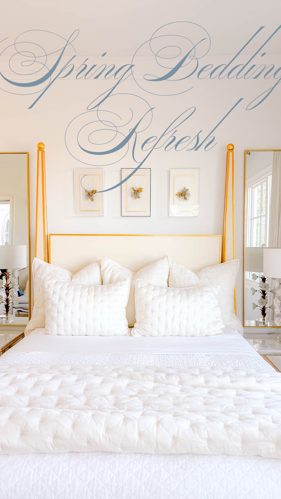 Check out these gorgeous linens from @onequince! They are the perfect pieces to refresh your bed for spring! I have the white bamboo sheets and ivory shams and quilt on my bed. #quincepartner 

#LTKHome #LTKSeasonal