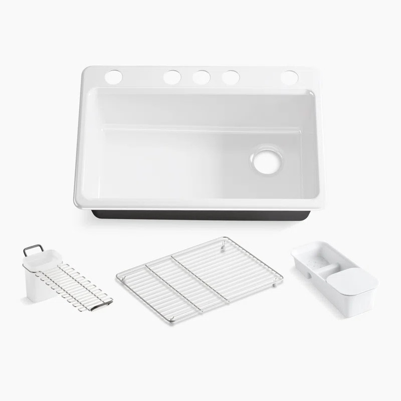 Riverby 33" x 22" x 9-5/8" Under-Mount Single-Bowl Kitchen Sink with Accessories | Wayfair North America