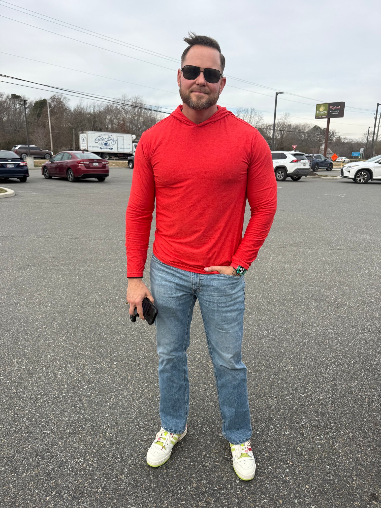 Mark’s fit- size large in top Size 34/34 in jeans

#LTKFindsUnder100 #LTKSeasonal