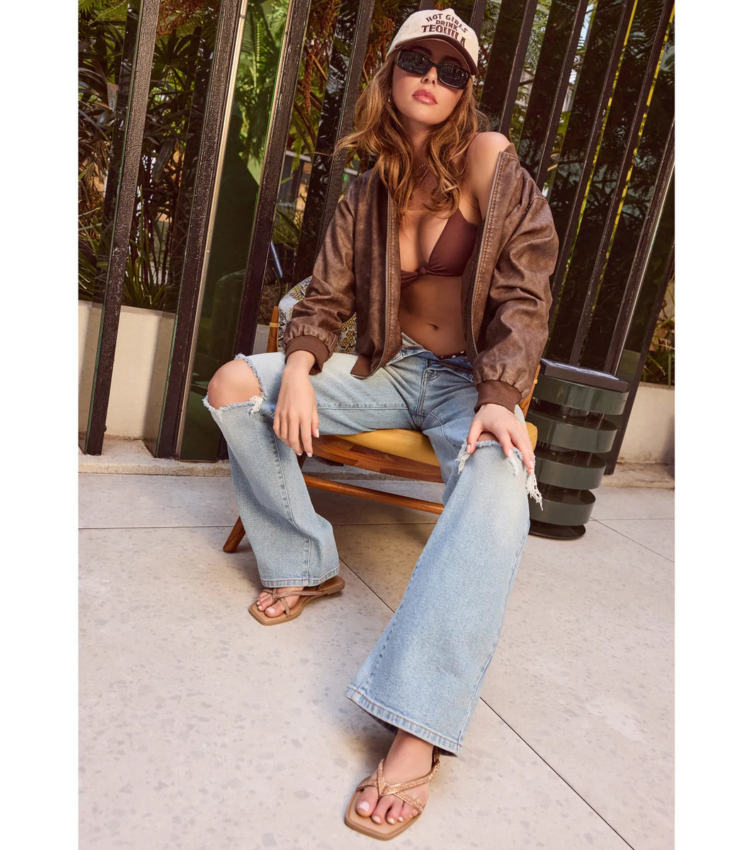 Chill Vibes Only Baggy Destructed Denim Jeans | Windsor Stores