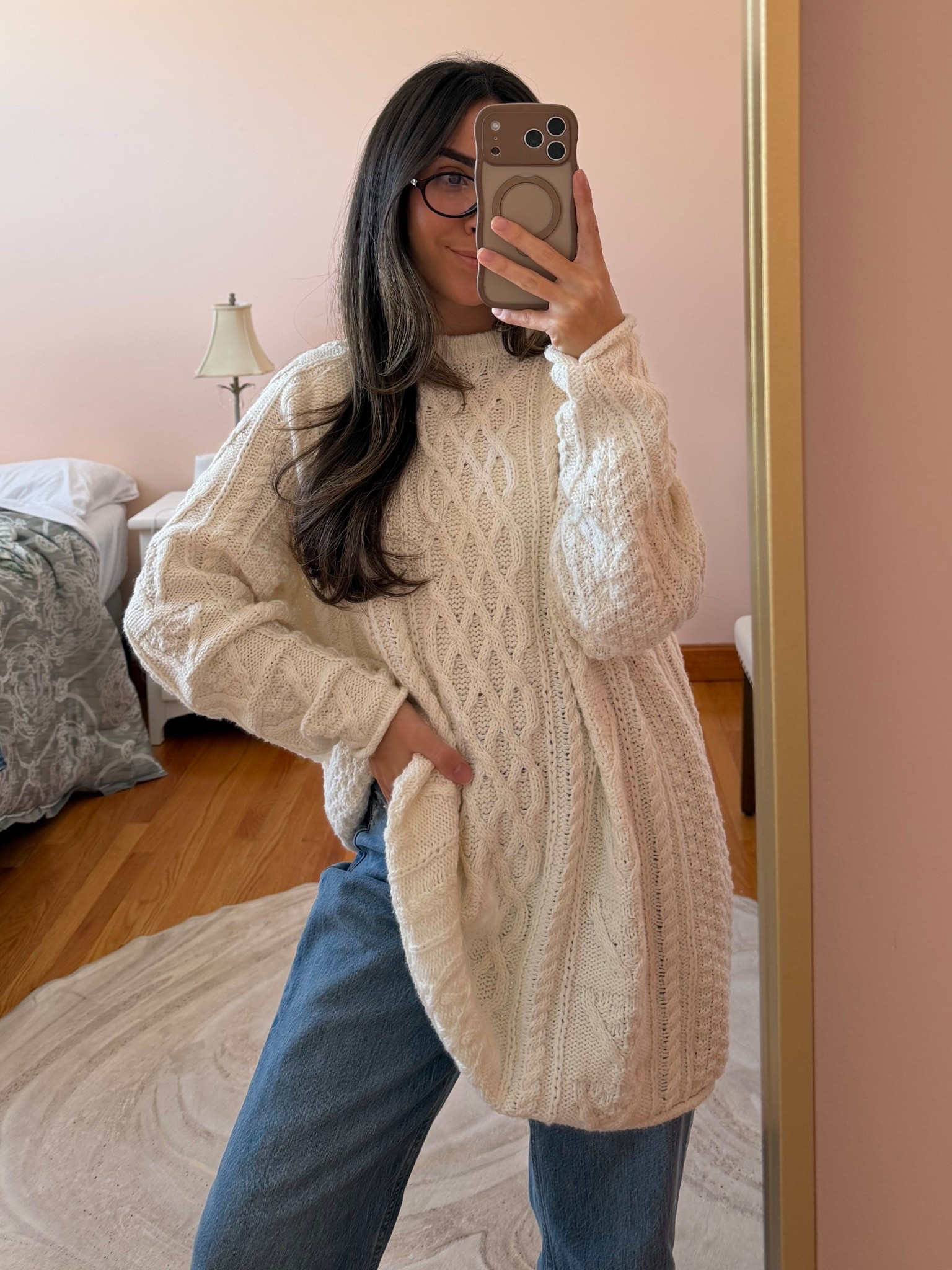 Size XS in oversized sweater, size 26 in jeans that are ON SALE!! 

#LTKPetite #LTKSaleAlert #LTKootd