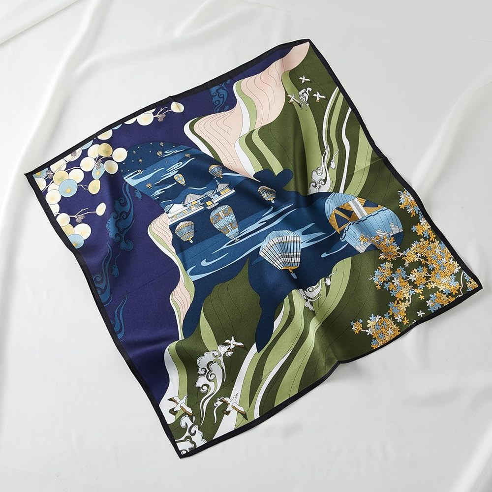 100% Mulberry Silk Neck Scarf, 21"x21" Silk Hair Head Scarf for Women Men, Lightweight Square Sil... | Amazon (UK)