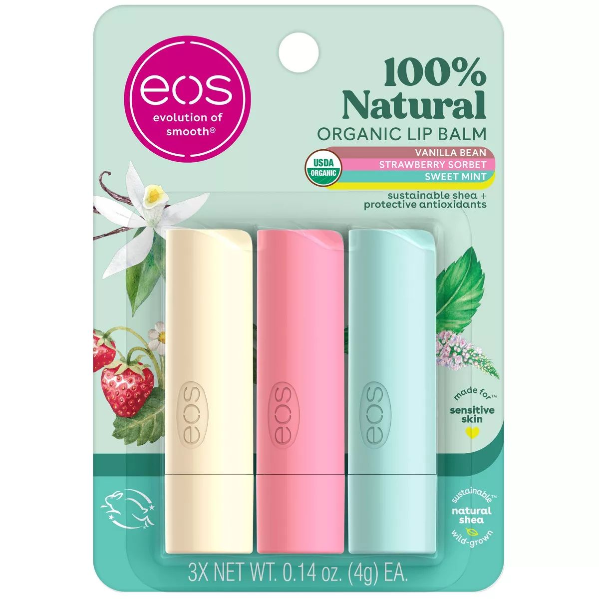 eos Natural & Organic Lip Balm Stick - 0.14oz/3pk | Target