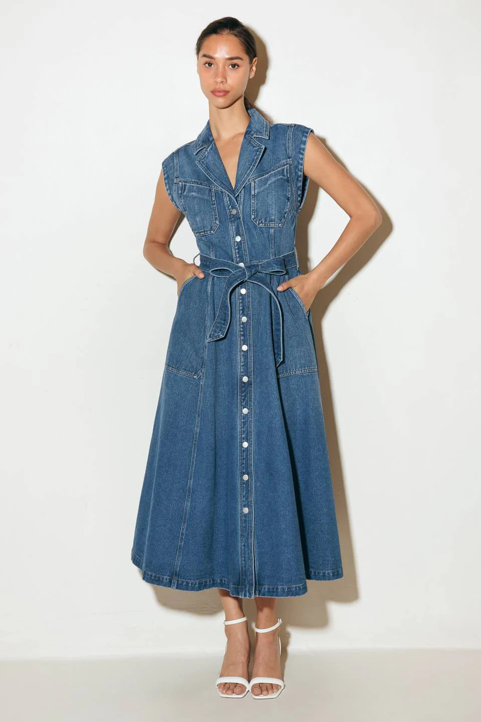 Ellery Washed Denim Midi Shirt Dress | Lady Black Tie
