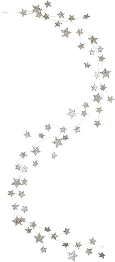 Creative Co-Op 72 Inch Cardboard Glitter Star Garland, Silver Finish | Amazon (US)