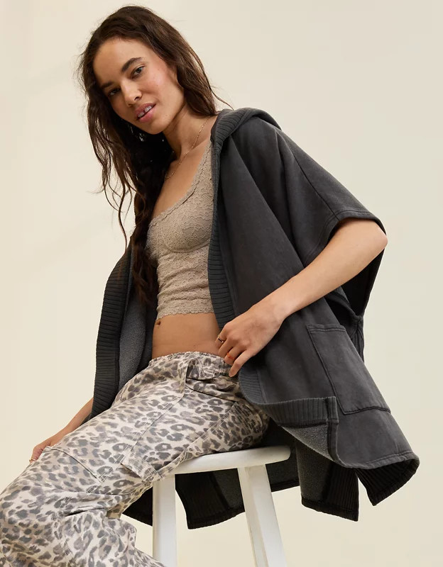 Aerie Hooded Fleece Cape | Aerie