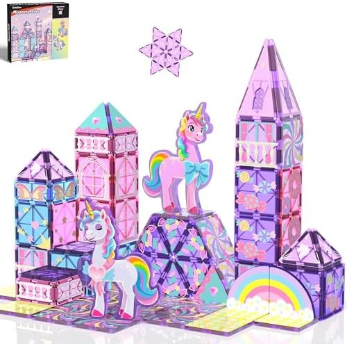 GobiDex Magnetic Building Blocks Unicorn Toys for Girls, Princess Magnetic Tiles Building Toys fo... | Amazon (US)