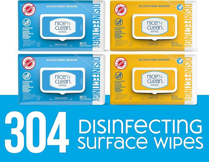Nice 'N Clean Disinfecting Surface Wipes 304ct | Cleans & Disinfects Home & Kitchen Surfaces | Fr... | Amazon (US)