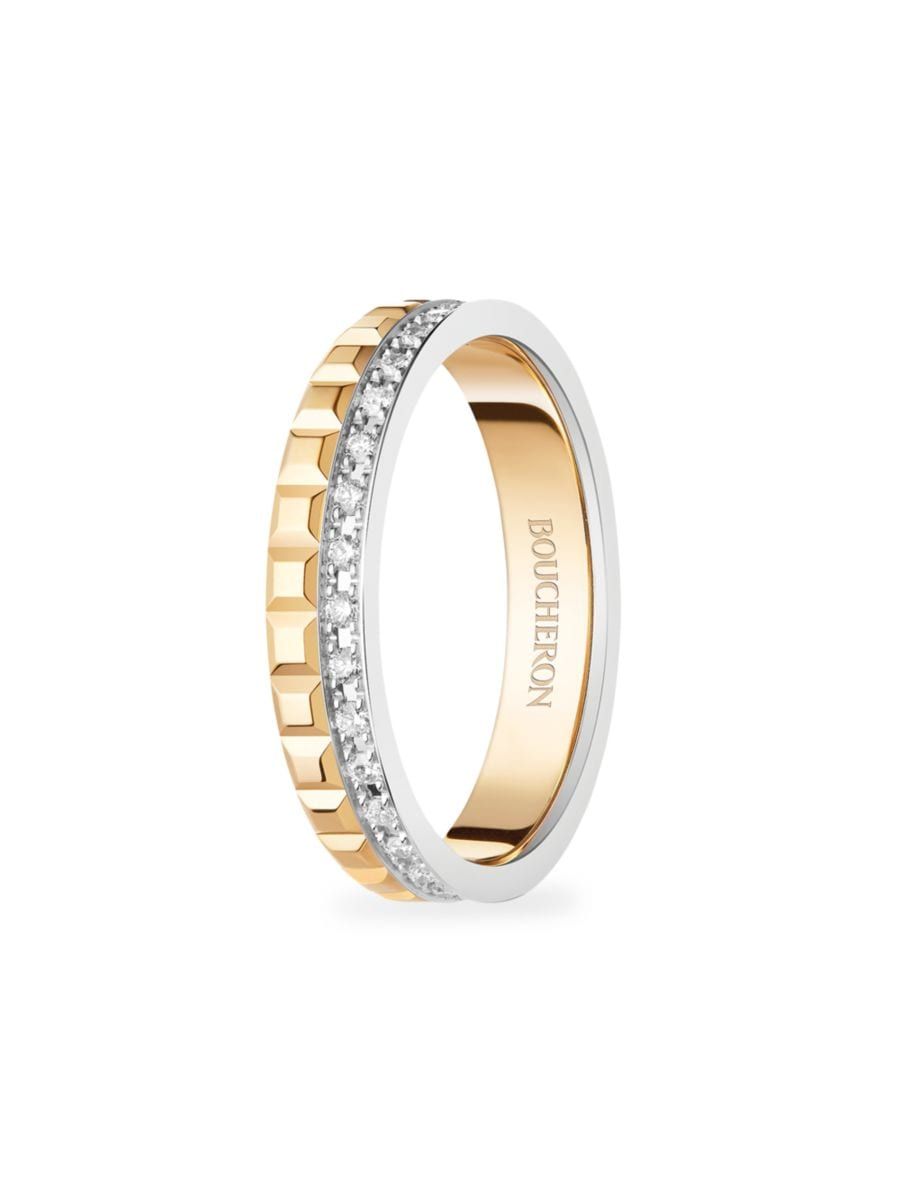 Quatre Radiant Edition 18K Gold & Diamond Clou De Paris Wedding Band | Saks Fifth Avenue