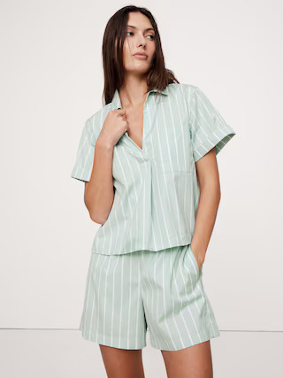 Cotton Poplin Cropped Popover Shirt | Banana Republic (US)