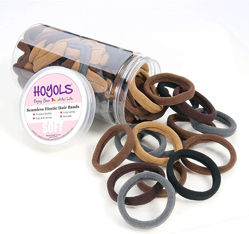 HOYOLS Soft Thick Seamless Cotton Hair Ties, Ponytail Scrunchies Head bands No Damage Crease for ... | Amazon (US)