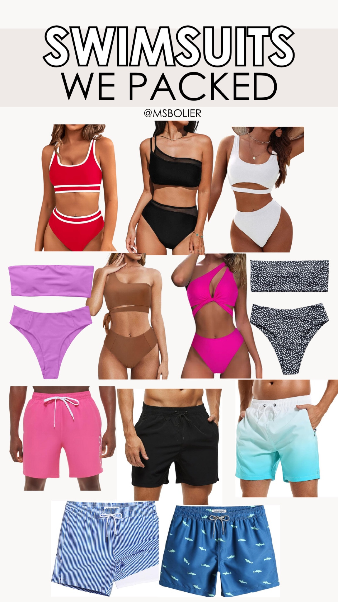 Swimsuits we packed and wore on our cruise!! 

| vacation | travel | beach | men’s swim shorts | women’s swim | high waisted bikini | spring break 

#LTKTravel