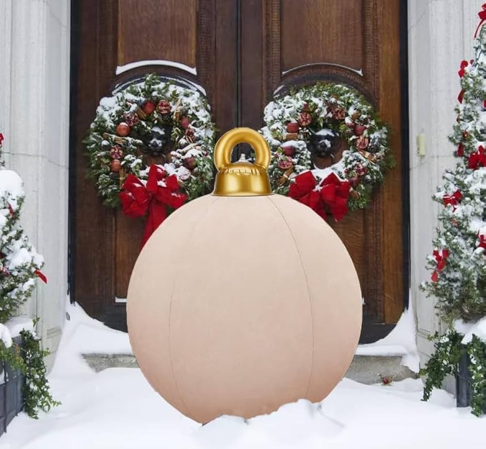 24 inch Giant Inflatable Velvet Christmas Ball Ornaments, Inflatable Flocked Christmas Ball Large... | Amazon (US)