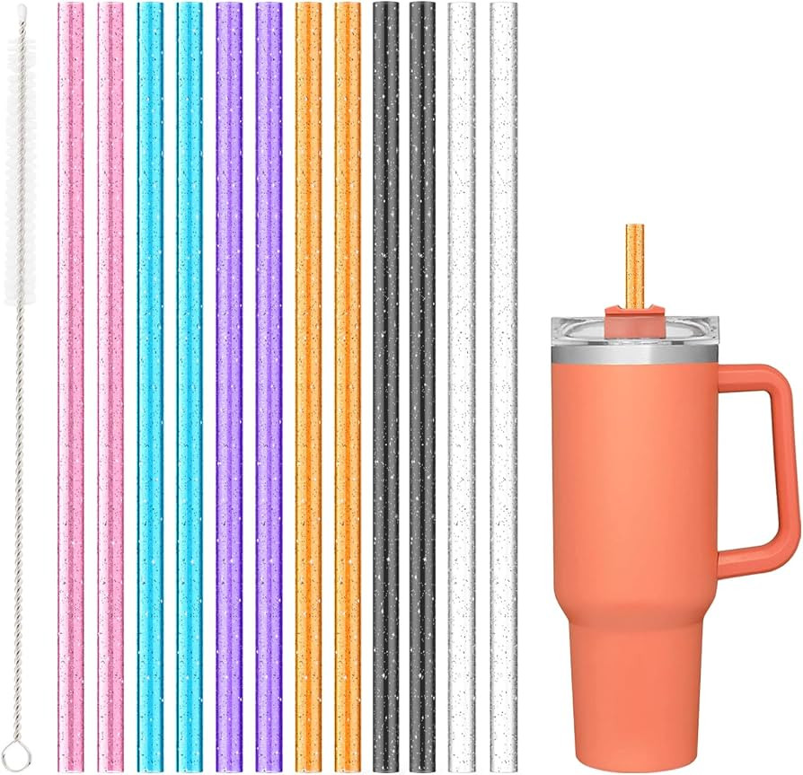 12 Pack Color Replacement Straws for Stanley Owala Simple Modern Tumbler, Yoelike 12in Long Reusa... | Amazon (US)