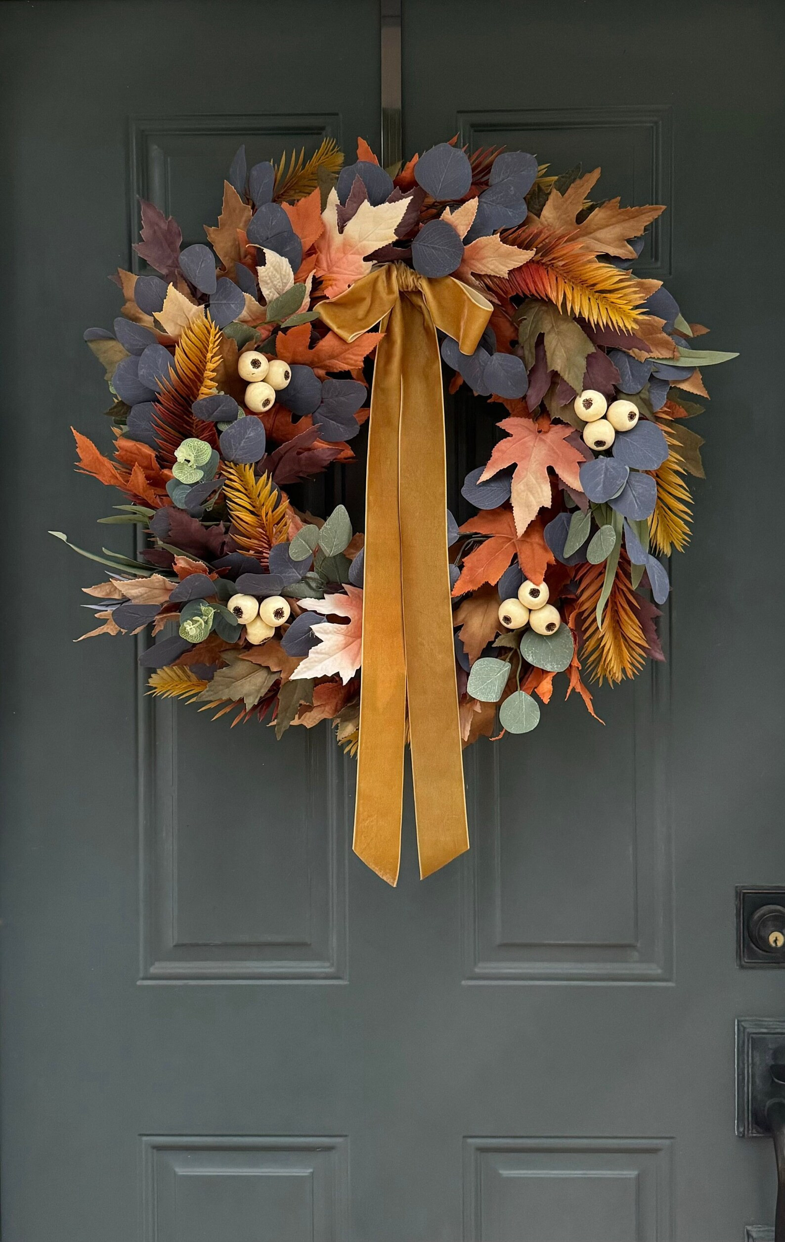 Fall Wreath for Front Door Moody Fall Wreath Autumn Thanksgiving Wreath Eucalyptus Maple Leaf Wre... | Etsy (US)