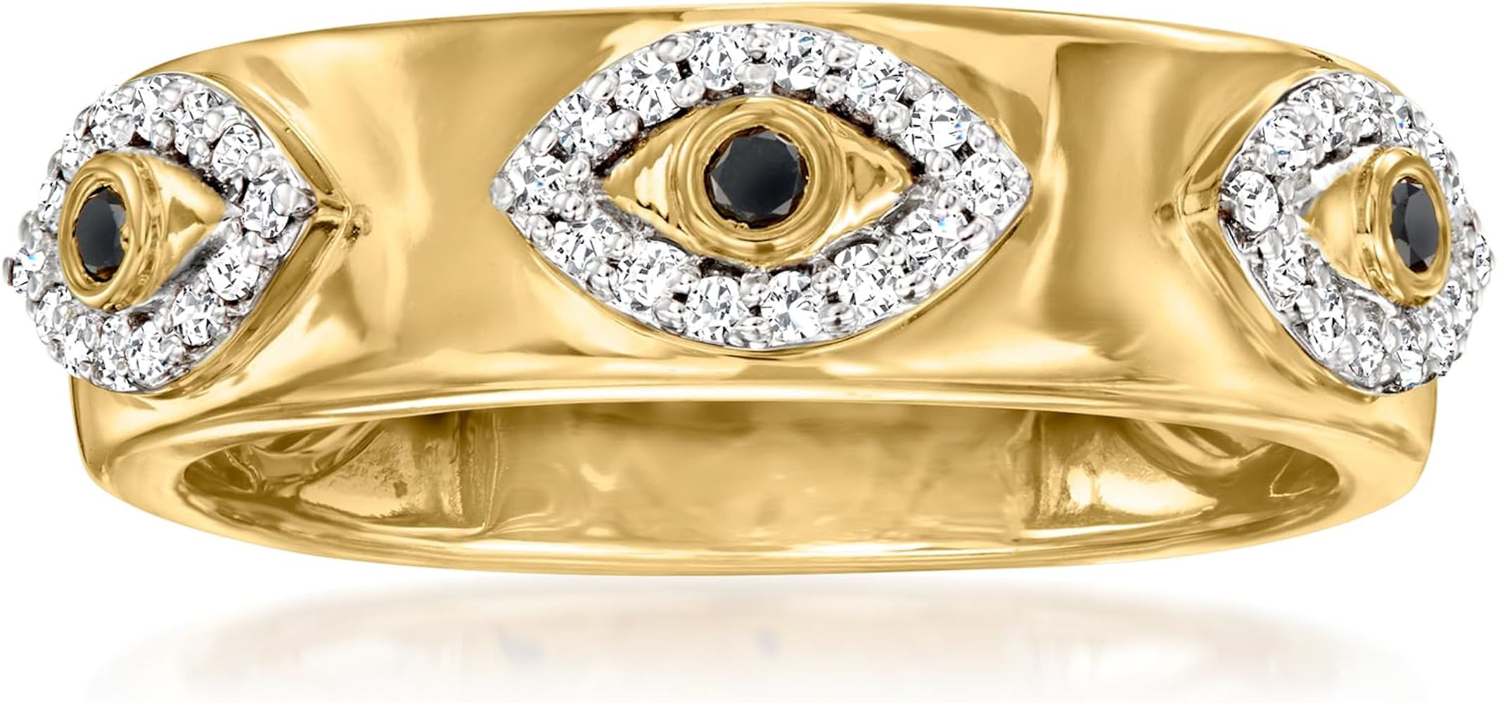 Ross-Simons 0.20 ct. t.w. White and Black Diamond Evil Eye Ring in 18kt Gold Over Sterling | Amazon (US)