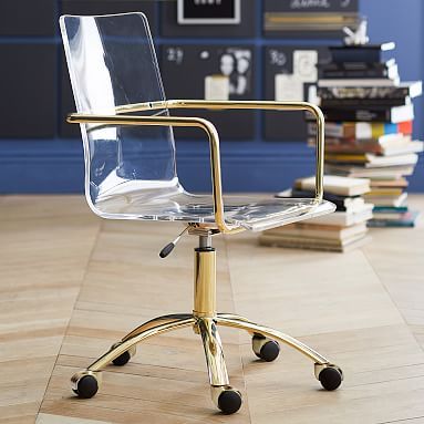 Gold Paige Acrylic Swivel Desk Chair | Pottery Barn Teen