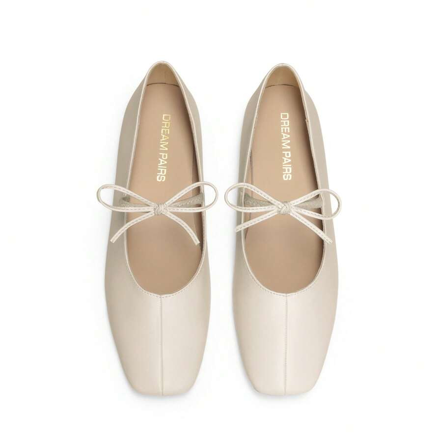 LocalWomen Mary Jane Flats Bow Ankle Strap Ballet Flats Comfortable Commute Office Street Square ... | SHEIN