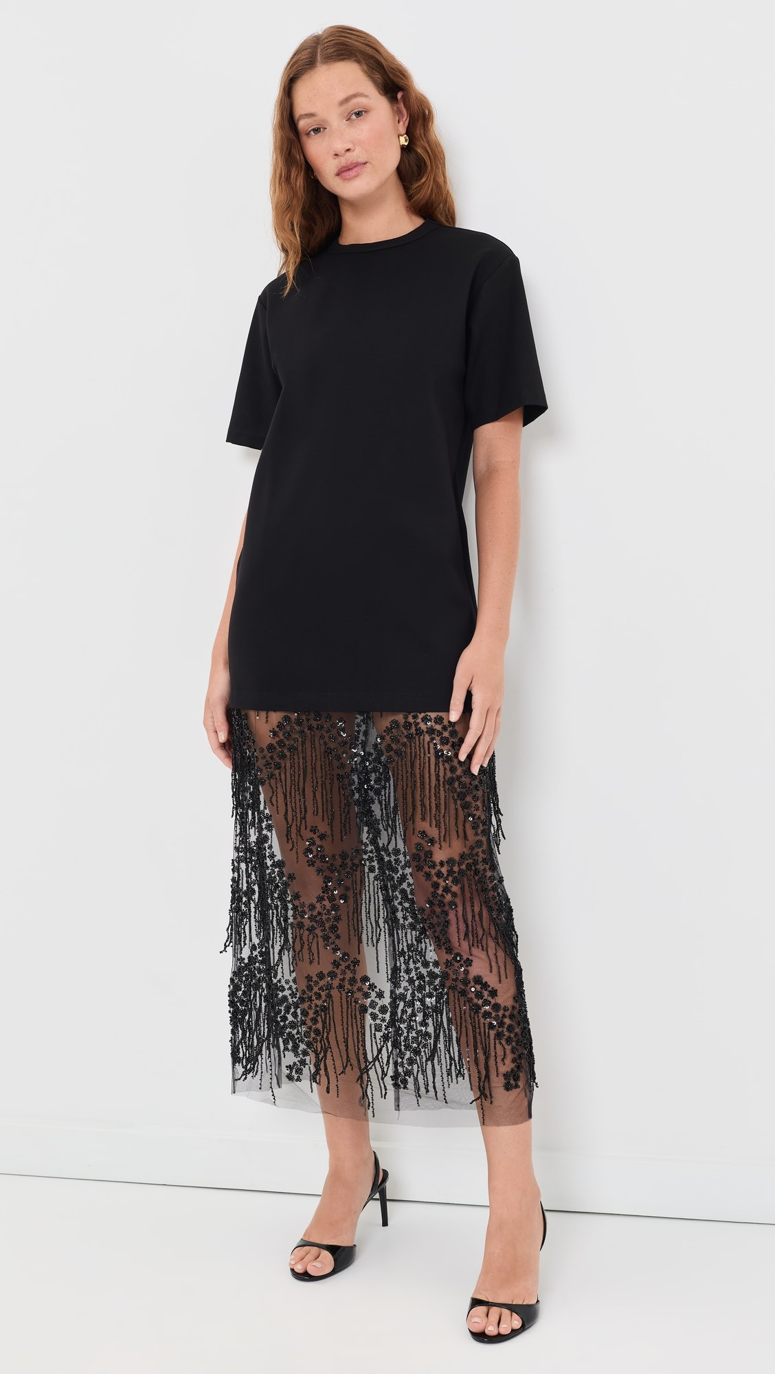 endless rose Mix Rhinestone Lace T-Shirt Midi Dress | Shopbop | Shopbop