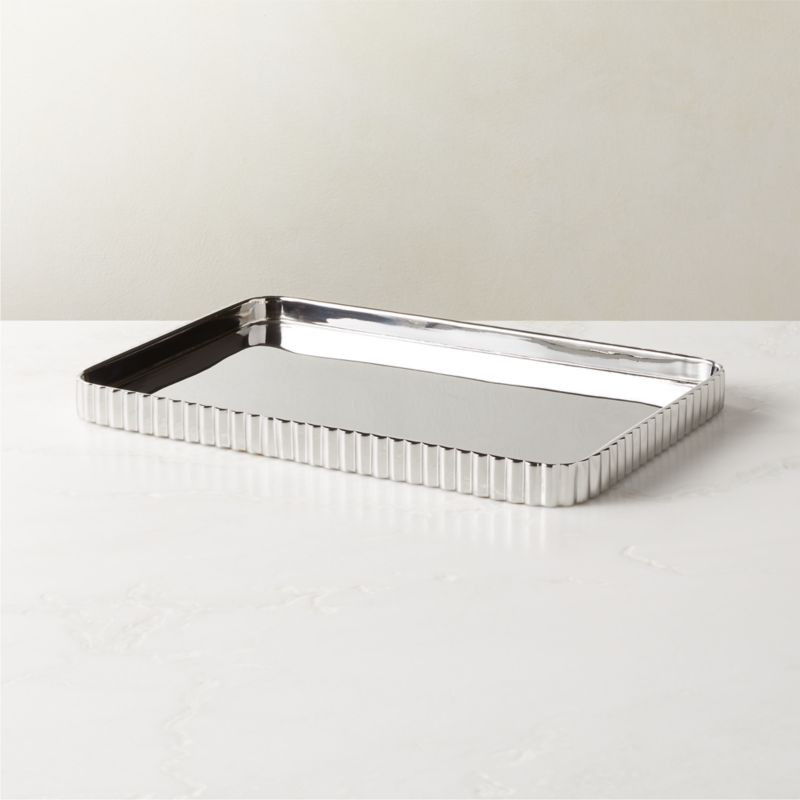 Danilo Modern Pleated Stainless Steel Letter Tray + Reviews | CB2 | CB2