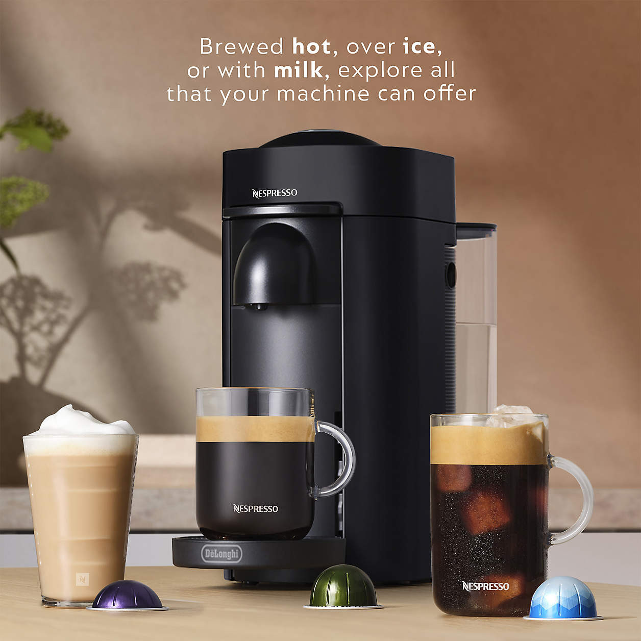 Nespresso by De'Longhi Matte Black VertuoPlus Coffee and Espresso Maker with Aeroccino Frother + ... | Crate & Barrel