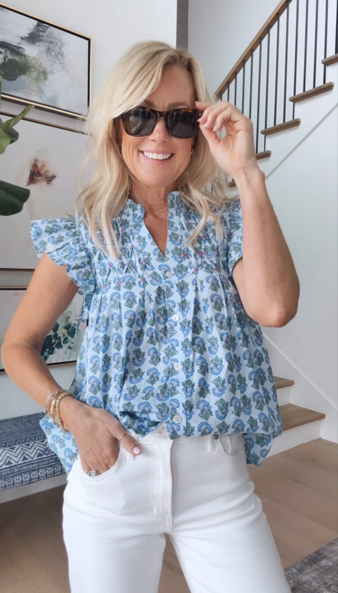 How darling is this blue top?! 

Size: XS

#LTKSeasonal #LTKootd #LTKOver40