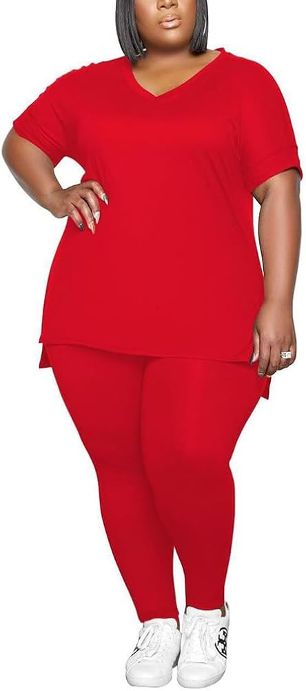 PINSV Women's Plus Size 2 Piece Outfits Sweatsuits Tracksuit Loungewear Sets | Amazon (US)