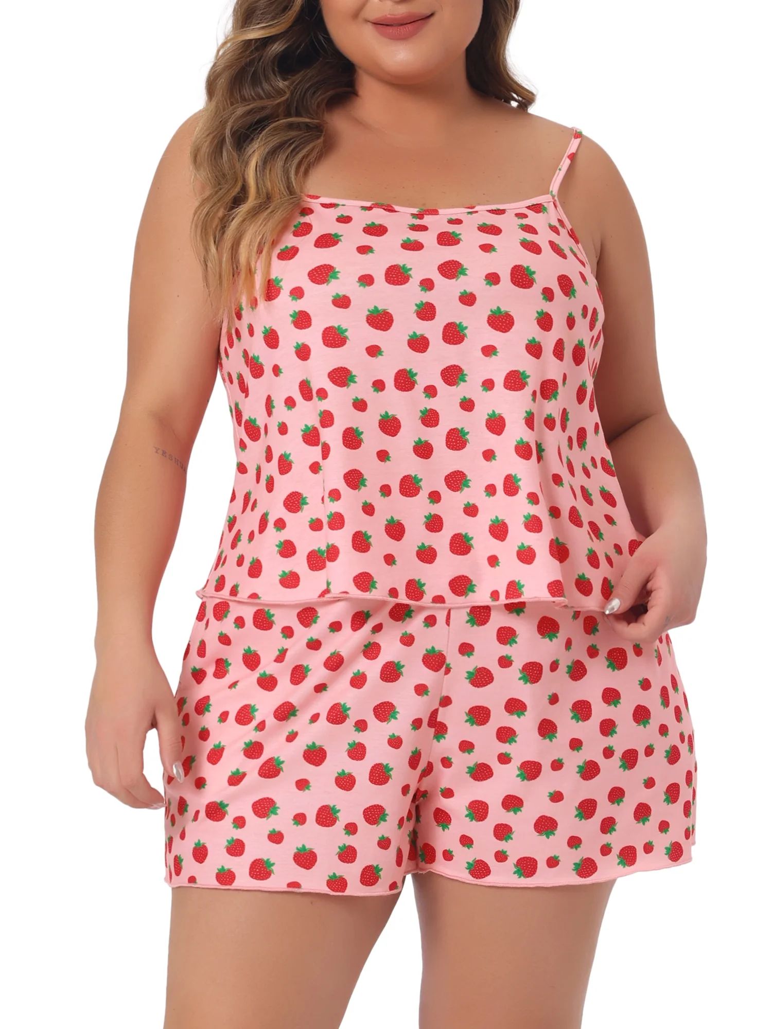 Agnes Orinda Plus Size Pajamas for Women Strawberry Pattern Sleepwear Cami Shorts Set Cute Nightg... | Walmart (US)