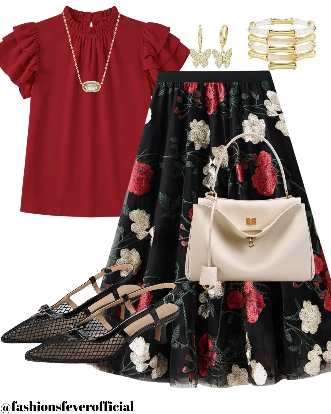 Spring Garden Elegance 
Stepping into spring with the perfect blend of romantic textures and bold colors! This look is all about that effortless "garden party chic" vibe, featuring a stunning floral embroidered tulle skirt that adds just the right amount of whimsy to a classic silhouette.
I’ve paired the skirt with a flutter-sleeve mock neck top in a rich berry red to make those floral details pop. To keep things light for the season, I added a creamy structured handbag and finished the look with mesh slingback pumps, the "it" shoe of the year that adds a modern, edgy touch to an otherwise feminine outfit.
Whether you're heading to a spring wedding, a brunch with the girls, or a dressy office day, this ensemble is a total head-turner.
Shop the Look:
• Top: Ruffle Sleeve Mock Neck Blouse
• Skirt: Floral Embroidered Midi Tulle Skirt
• Shoes: Black Mesh Pointed-Toe Slingbacks
• Bag: Cream Structured Top-Handle Bag
• Jewelry: Gold Butterfly Drops & Layered Bangle
Click the link in my bio to shop these exact pieces on my LTK!
#SpringFashion #FloralSkirt #GardenPartyStyle #OOTD #SpringStyle2026 #MeshHeels #RomanticStyle #LTKFashion #LTKStyleTip #LTKUnder100

#LTKootd #LTKSeasonal
