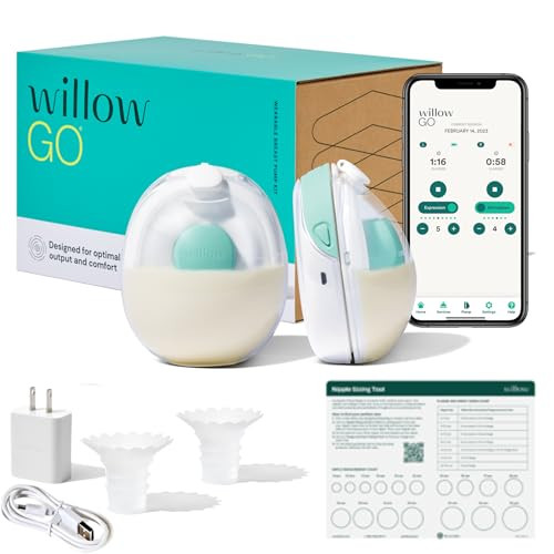 Willow Go - Hands Free Breast Pump - Wearable Breastfeeding Pump - Portable, Electric, Cordless, & 9 Levels of Hospital Grade Suction Strength - Postpartum Essentials - Double Breast Pump | Amazon (US)