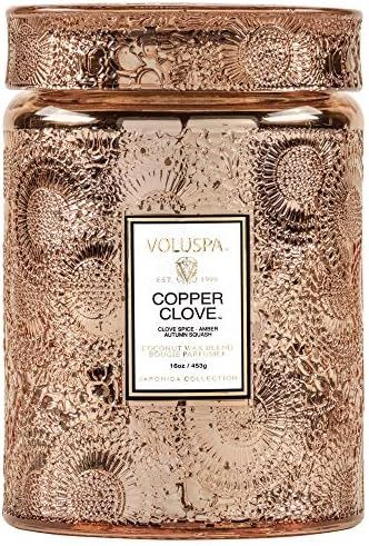 Voluspa Copper Clove Candle | Large Jar | 18 Oz | Embossed Glass with Matching Glass Lid | Fall S... | Amazon (US)