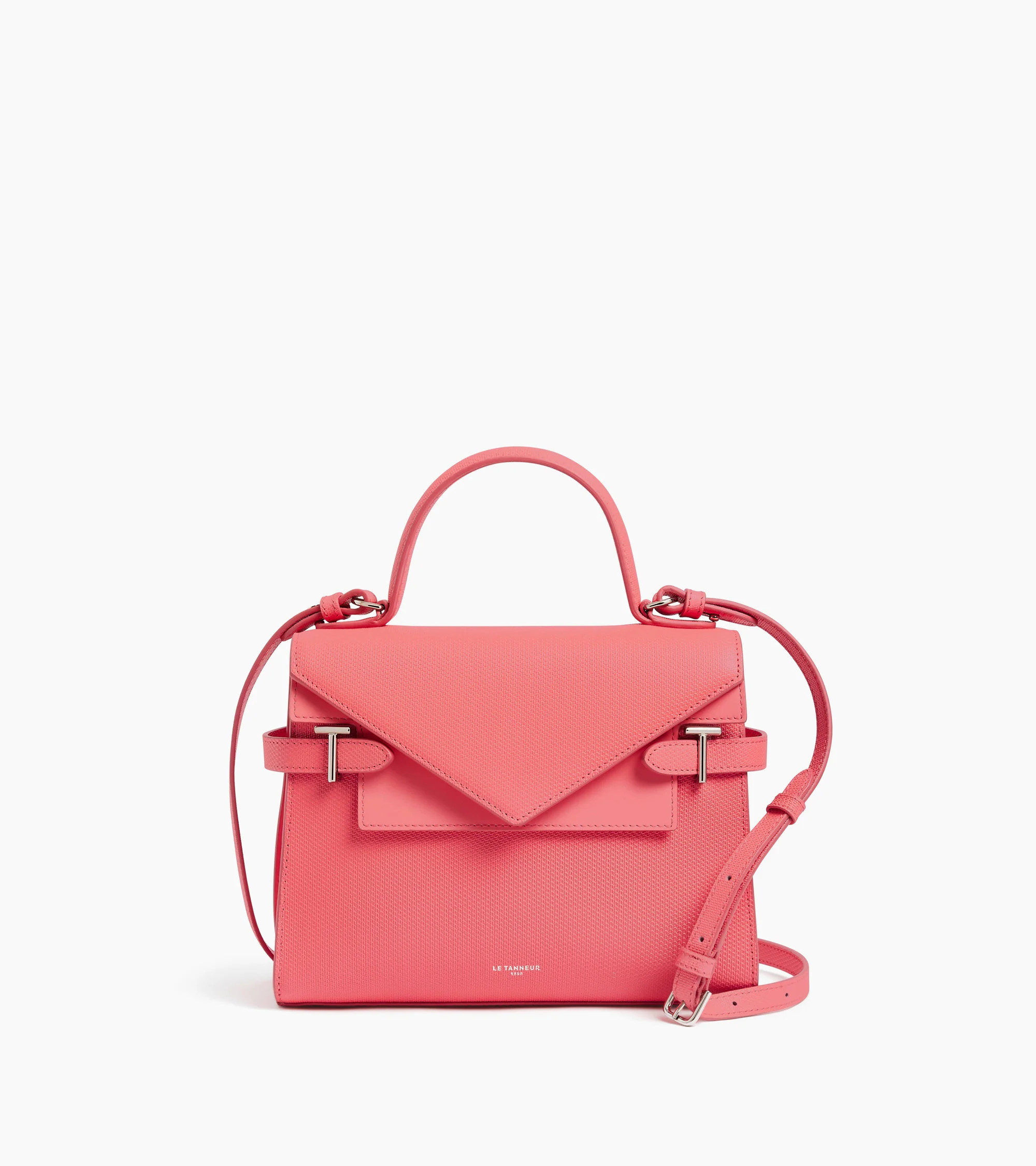 Emilie medium handbag with double flap in t-signature leather | Le Tanneur