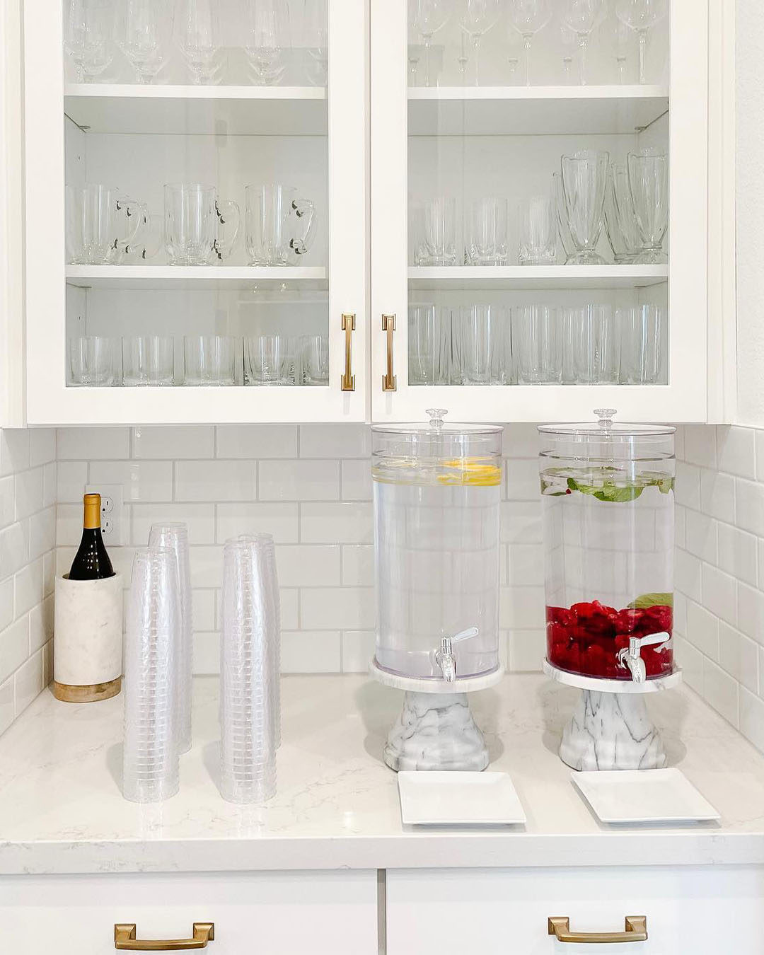 Claro Acrylic Drink Dispenser with French Kitchen Stand + Reviews | Crate & Barrel | Crate & Barrel