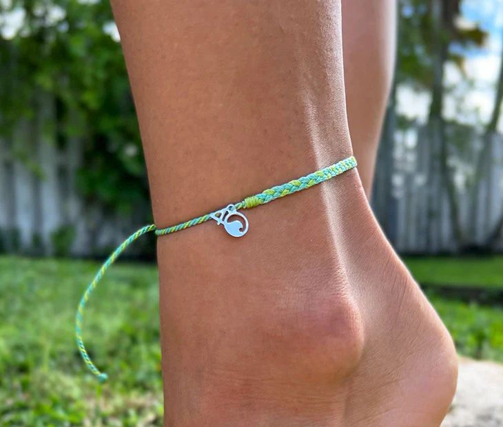 Green Multicolor Braided Anklet | 4ocean