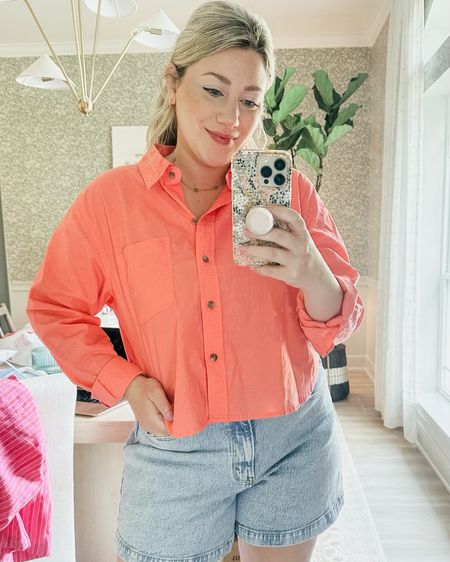 LOVE this button down! It’s cropped! Wearing a large. Comes in 4 great colors. 

THEBLOOMINGNEST target Abercrombie button down cropped button down summer outfit 

#LTKSeasonal #LTKMidsize #LTKStyleTip