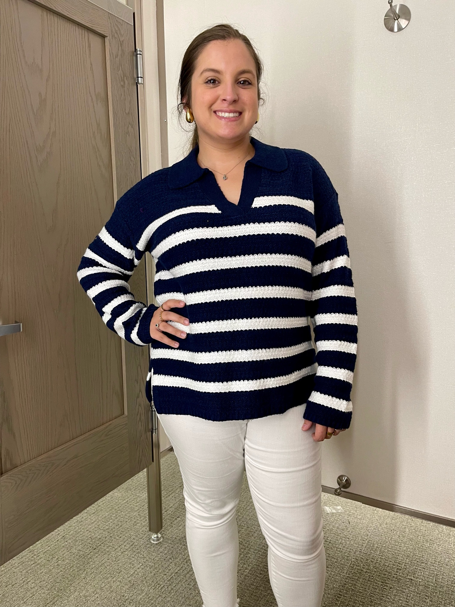NSALE Try-On // Nordstrom Anniversary Sale

Navy striped Caslon polo sweater
* $45.99 from $69.50
* Wearing M (need to size down one)
* Super soft material
* Polo collar - trend for 2024

NSALE is the best place to buy investment pieces you’ll wear and love in the upcoming months! I stock up on basics that I know I’ll wear for years. The NSALE is officially live for ALL shoppers - cardholders and non-cardholders

Nordstrom Anniversary Sale fall finds // Nordstrom finds // Nordstrom fashion // NSale // fall transition // transitional outfit // transitional piece // fall finds // fall style // autumn finds // designer inspired // look for less // sweaters // fall fashion  

#LTKxNSale #LTKFindsUnder50 #LTKSaleAlert