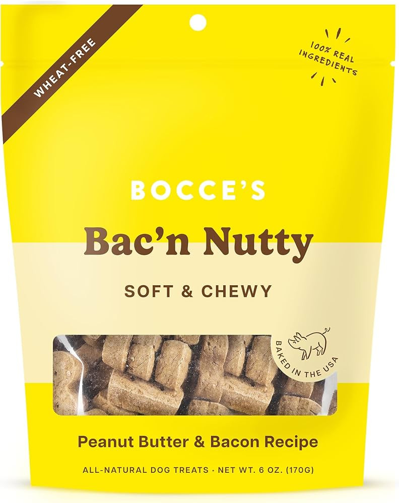 Bocce's Bakery Bac'n Nutty Soft & Chewy Dog Treats, Wheat-Free PB & Bacon Flavored All Natural Li... | Amazon (US)
