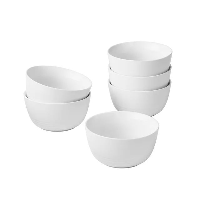 Better Homes & Gardens Round Ribbed Bowls, White Porcelain, Set of 6 | Walmart (US)
