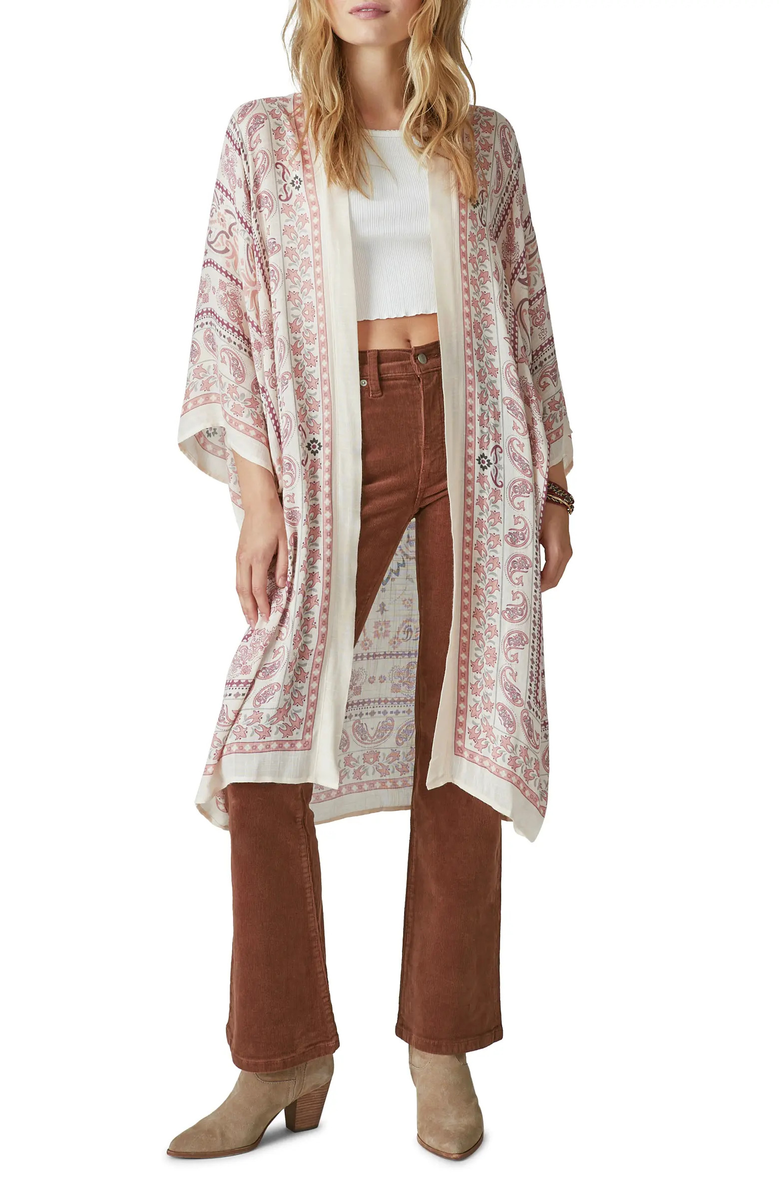 Lucky Brand Print Open Front Duster | Nordstrom | Nordstrom