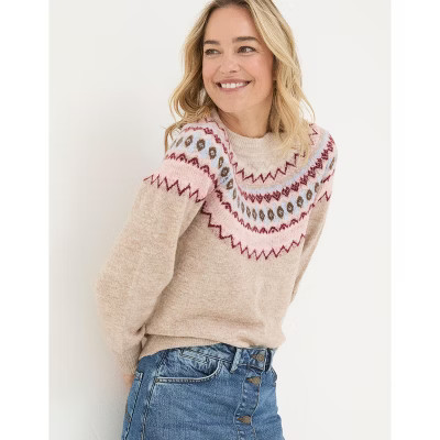 Wild Fairisle Yoke Sweater : Wild Fairisle Yoke SweaterOatmeal Marl12 | Target
