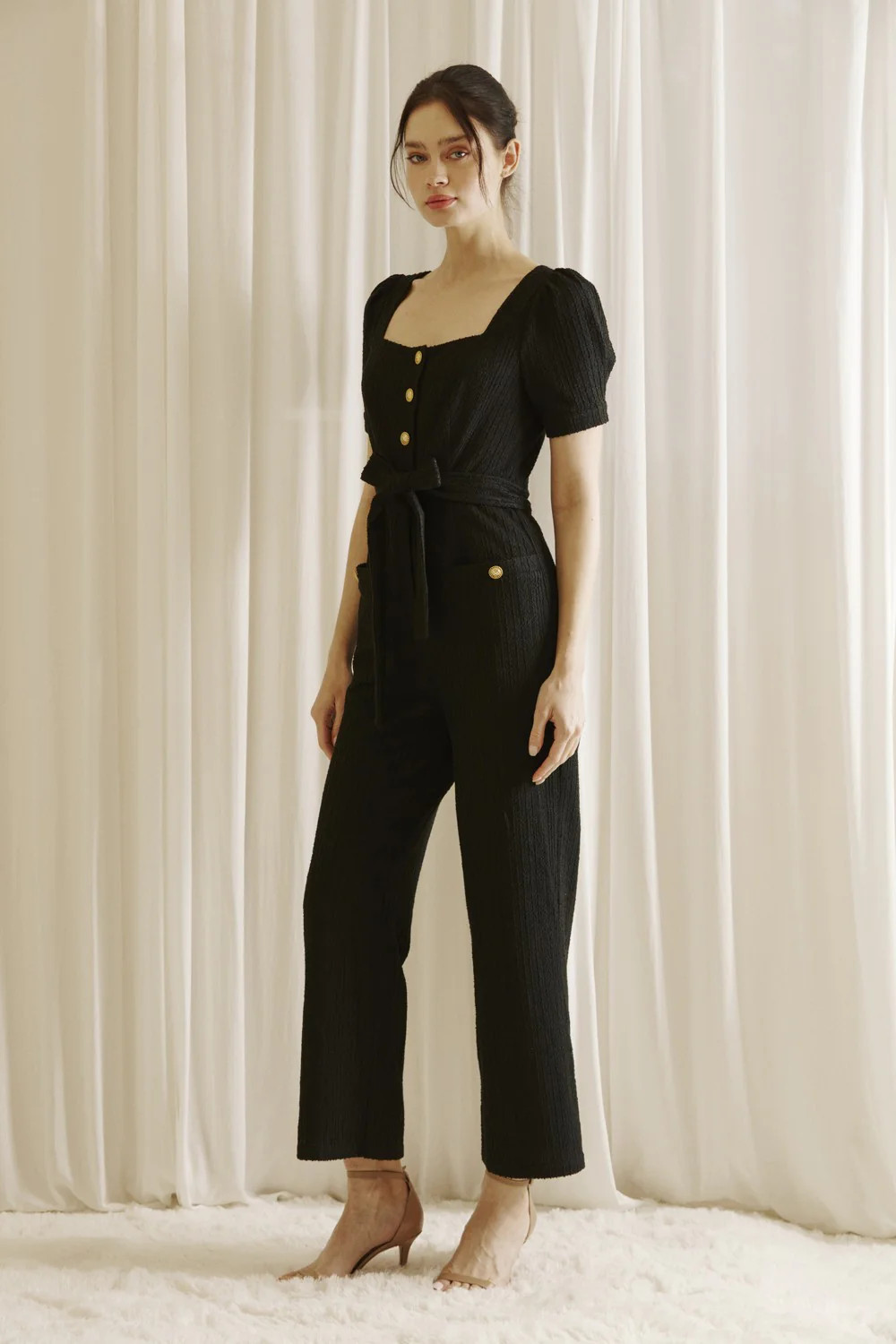 Keirnan Textured Jumpsuit Black | Pink Creek